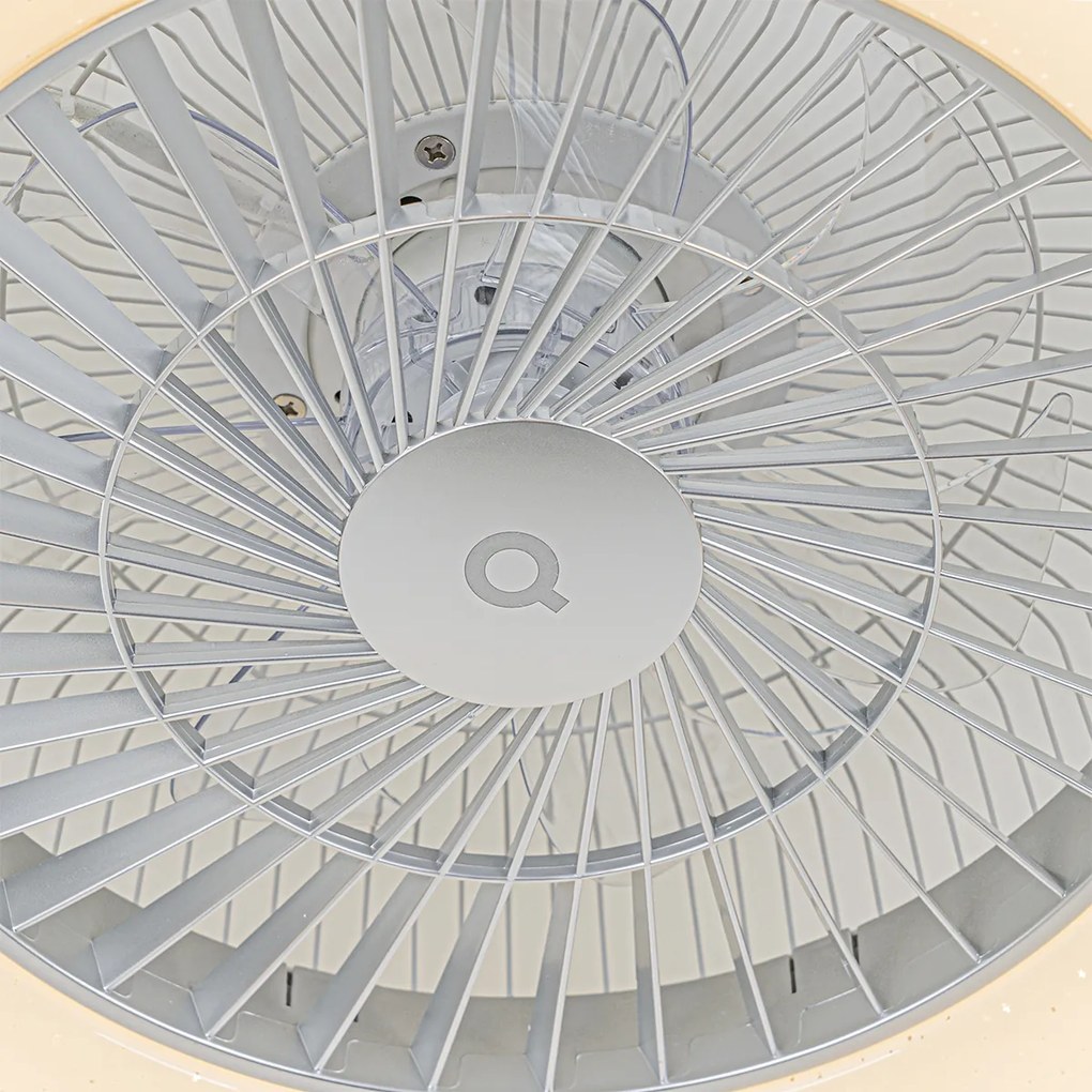 LED Ventilador de teto inteligente prateado com efeito de estrela regulável - Climo Moderno