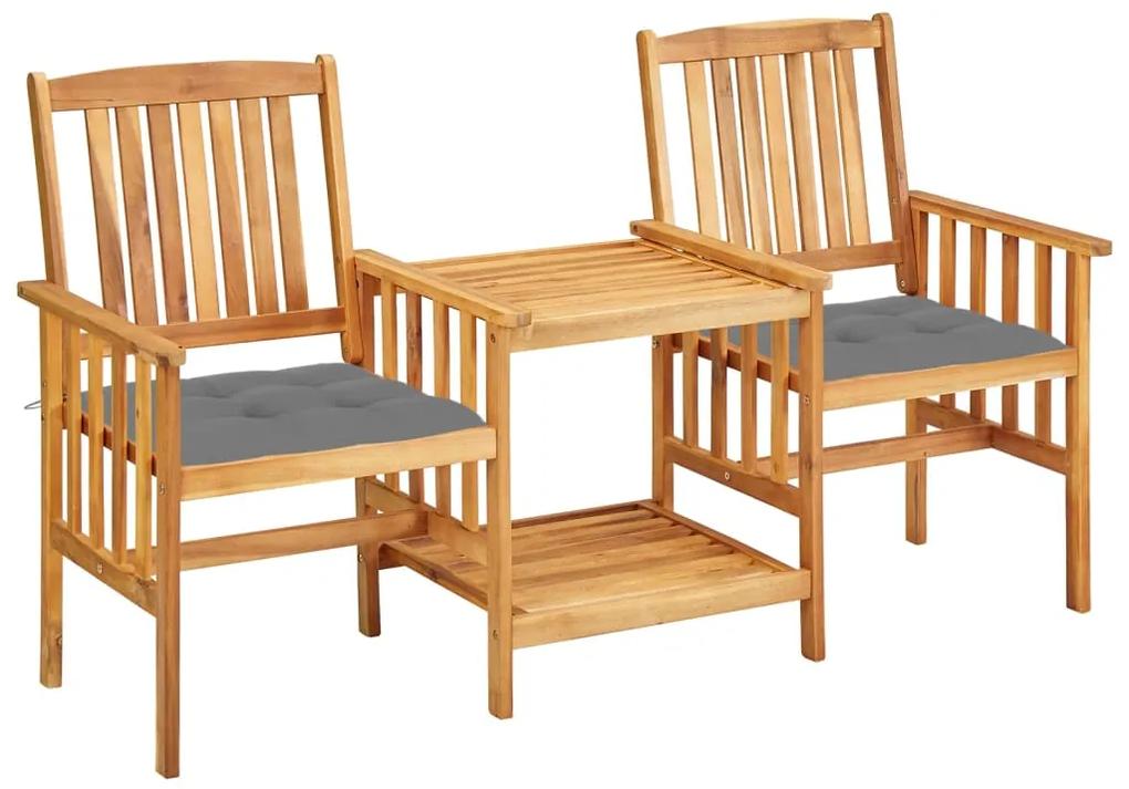 3061291 vidaXL Cadeiras de jardim c/ mesa de centro e almofadões acácia maciça