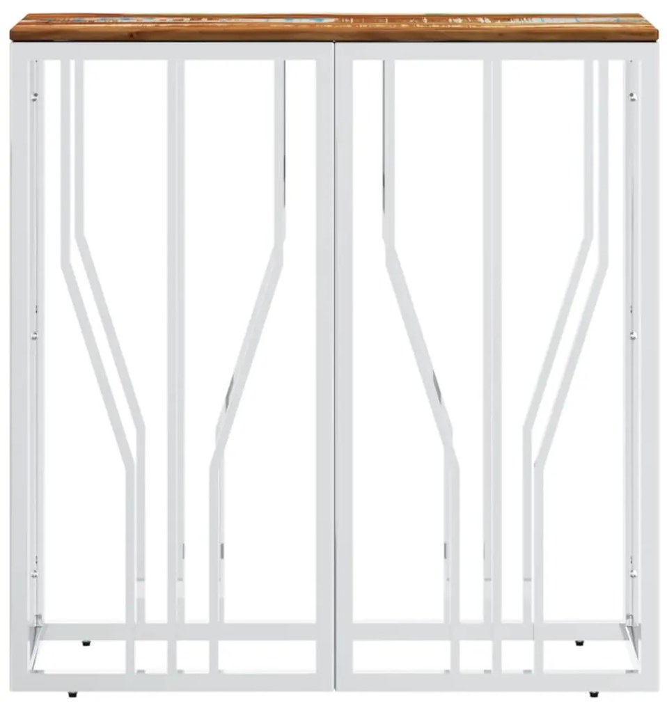 Mesa consola aço inoxidável/madeira recuperada maciça prateado
