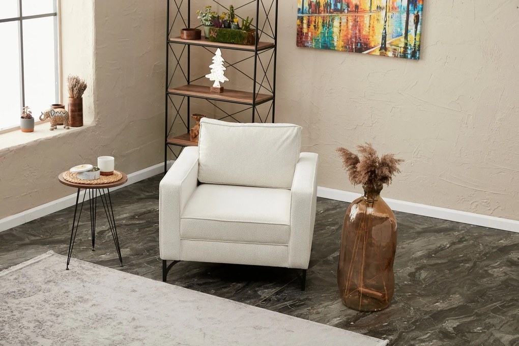 Sofá de 1 Lugar Berlin – Creme e Preto – 90x83x91 cm