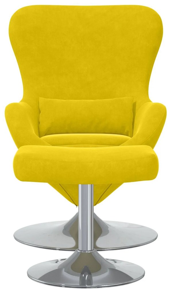 Poltrona Egg vidaXL com Puff Veludo Amarelo