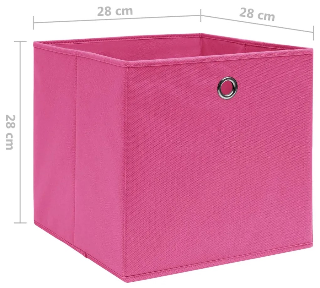 Caixas arrumação 10 pcs 28x28x28 cm tecido-não-tecido rosa