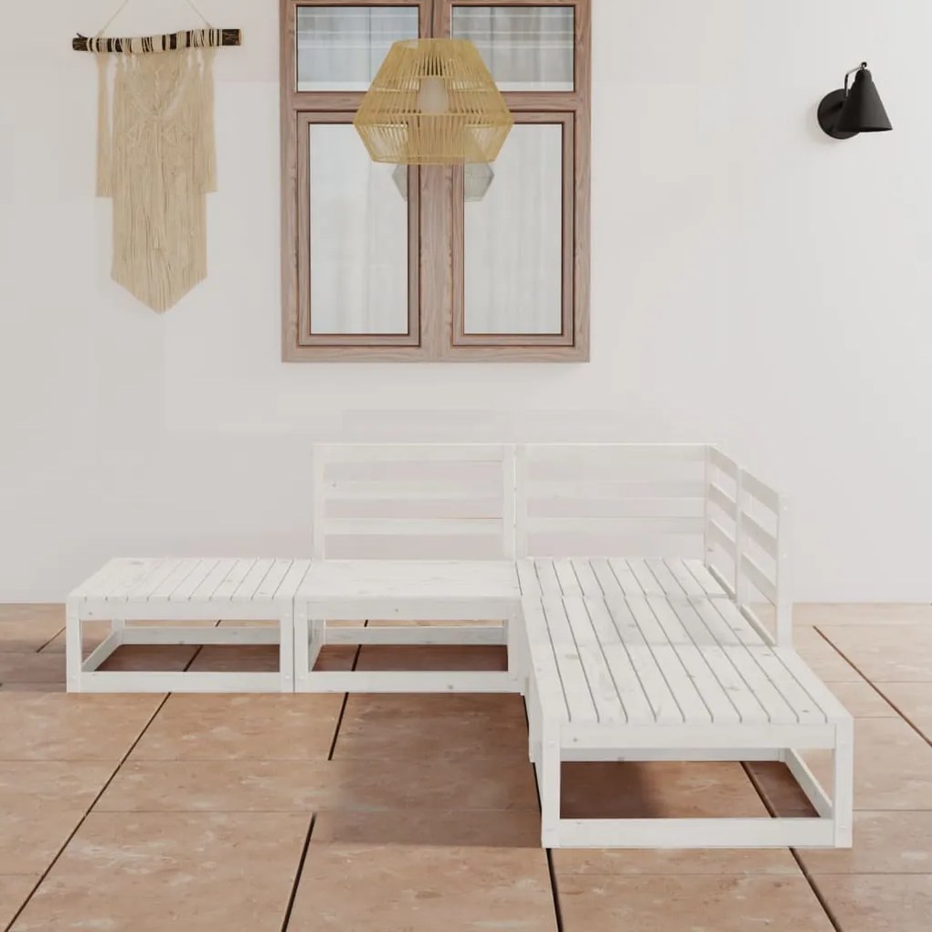 vidaXL 5 pcs conjunto lounge de jardim pinho maciço branco