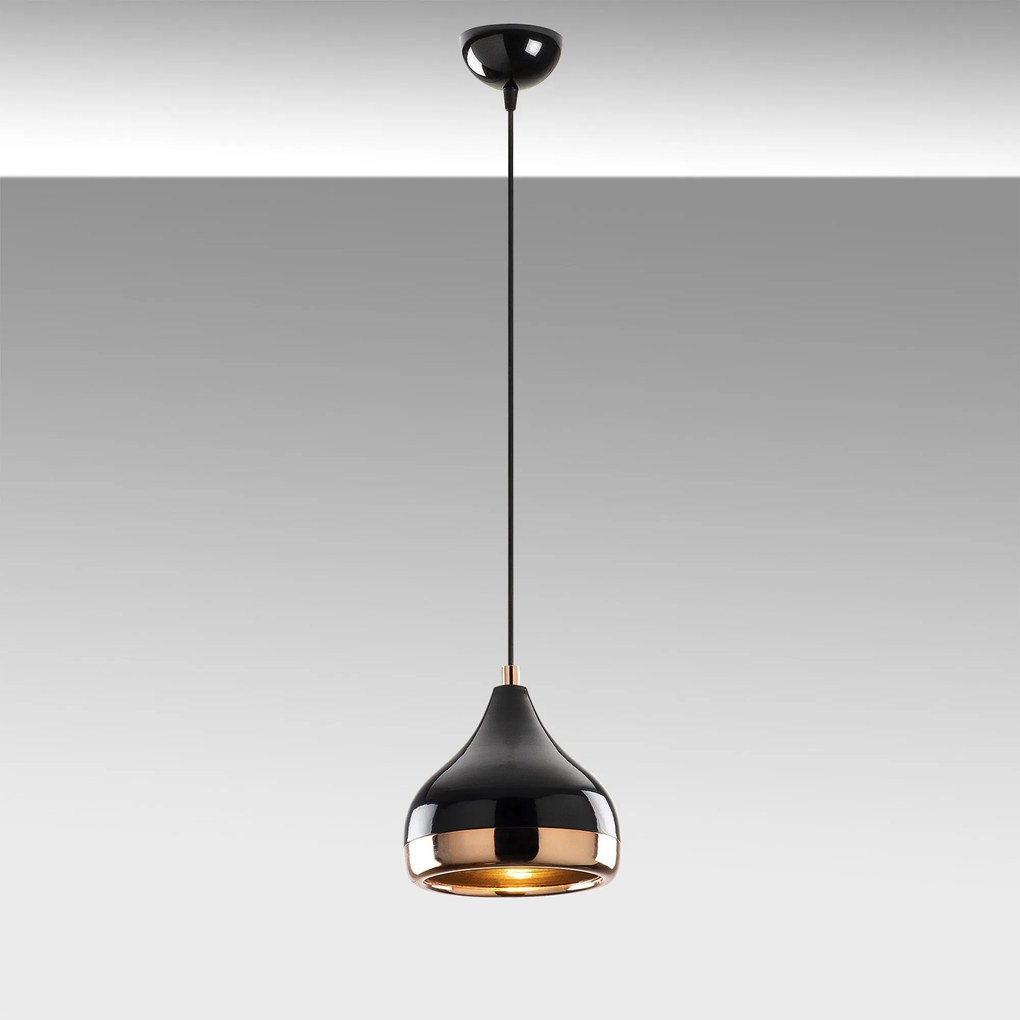Candeeiro de Teto Yildo – Preto e Cobre – 17 cm