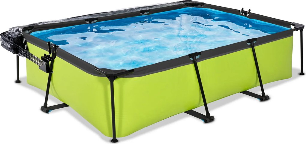 Piscina retangular Lime 300 x 200 x 65 cm com bomba de filtragem e cobertura - verde