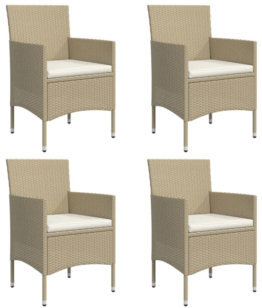 5 pcs conjunto de jantar p/ jardim c/ almofadões bege e preto