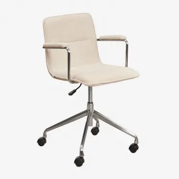 Seifert Cadeira De Escritório Com Rodas E Apoios De Braços Tecido Beige & Tecido & Cinza Escovado - Sklum