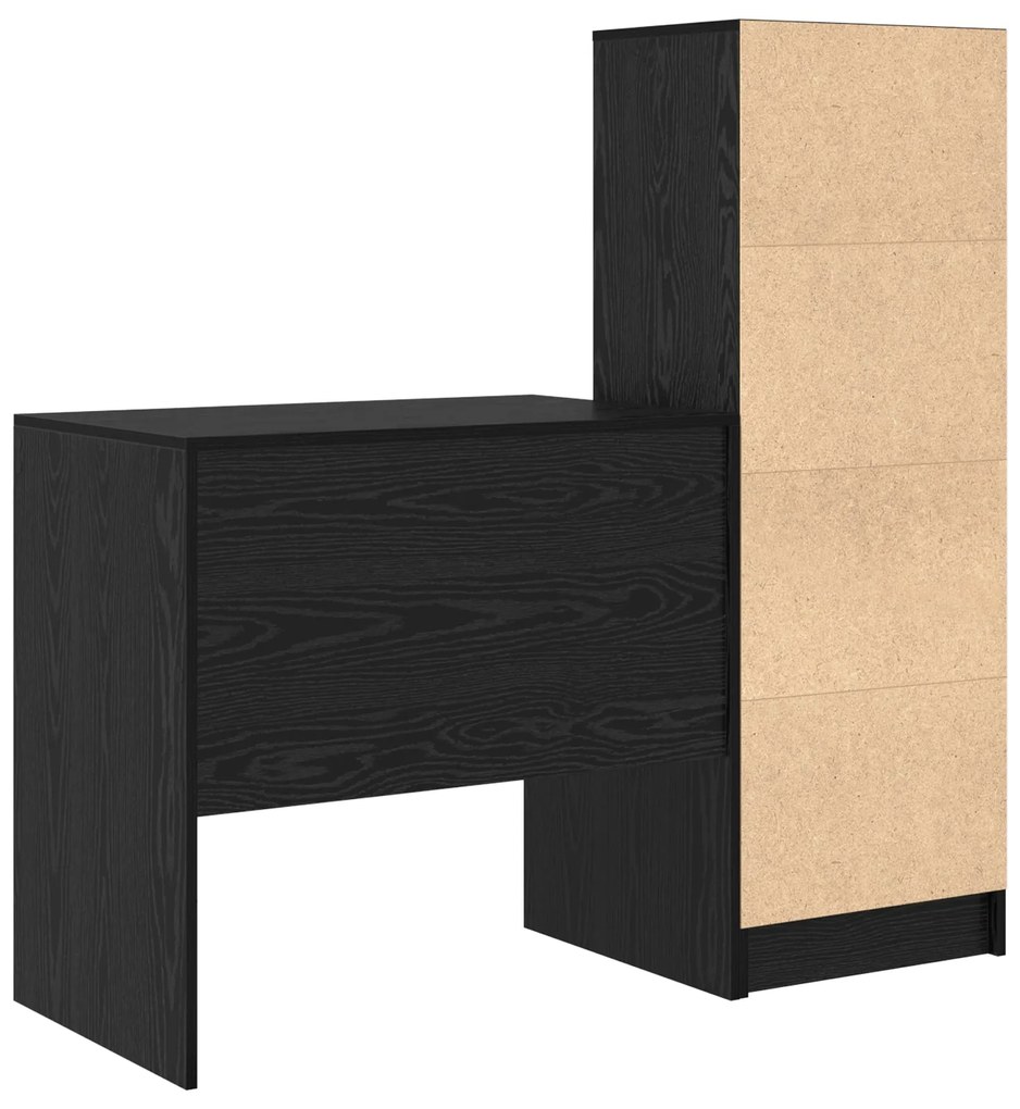 Mesa vidaXL com armazenamento Carvalho Preto Madeira engenheirada, Mes