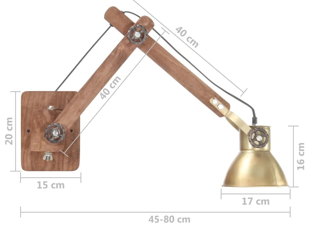 Candeeiro de parede redondo estilo industrial E27 bronze