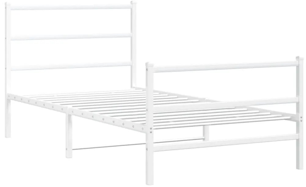 Estrutura de cama com cabeceira e pés 107x203 cm metal branco