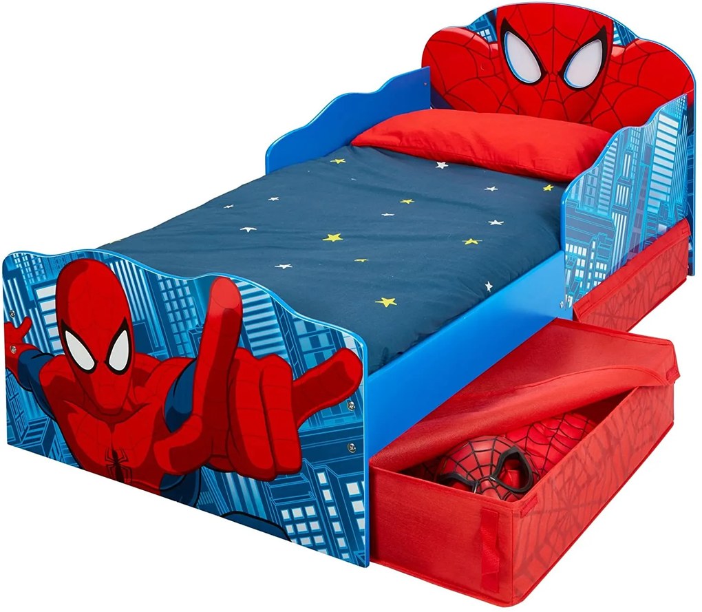 CAMA INFANTIL HOMEM ARANHA + COLCHÃO E ALMOFADA 145cm x 77cm x 65cm