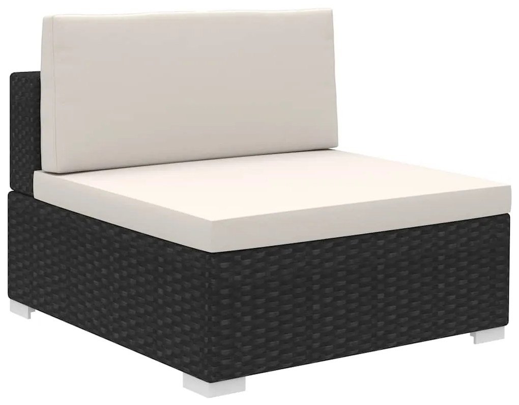 8 pcs conjunto lounge de jardim c/ almofadões vime PE preto