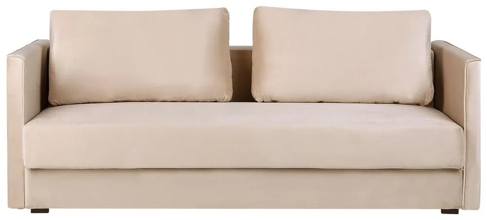 Sofá-cama de 3 lugares com arrumação em veludo creme EKSJO Beliani