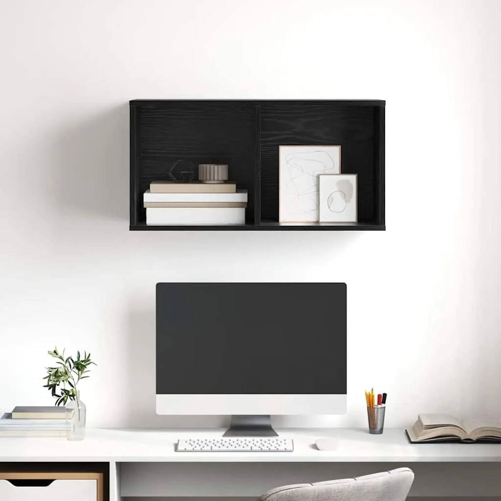 Armário de TV de Parede em Carvalho Preto - 37 x 37 x 72 cm, Feito em