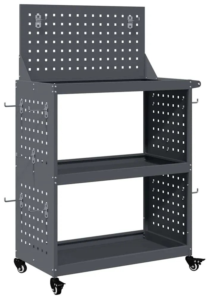 Carro de Ferramentas com prateleira com roda Antracite 65 x 35 x 111 c