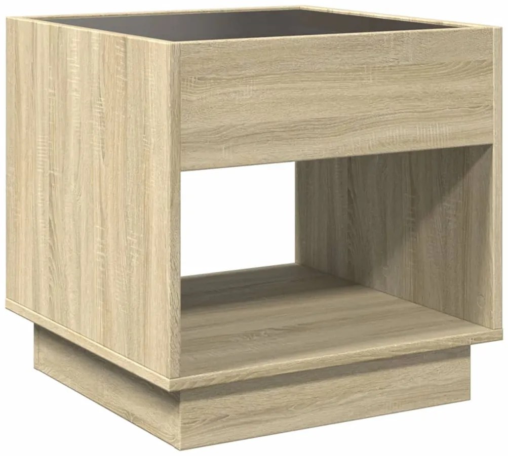 Mesa de cabeceira c/ LED Infinity 50x50x50 cm carvalho sonoma