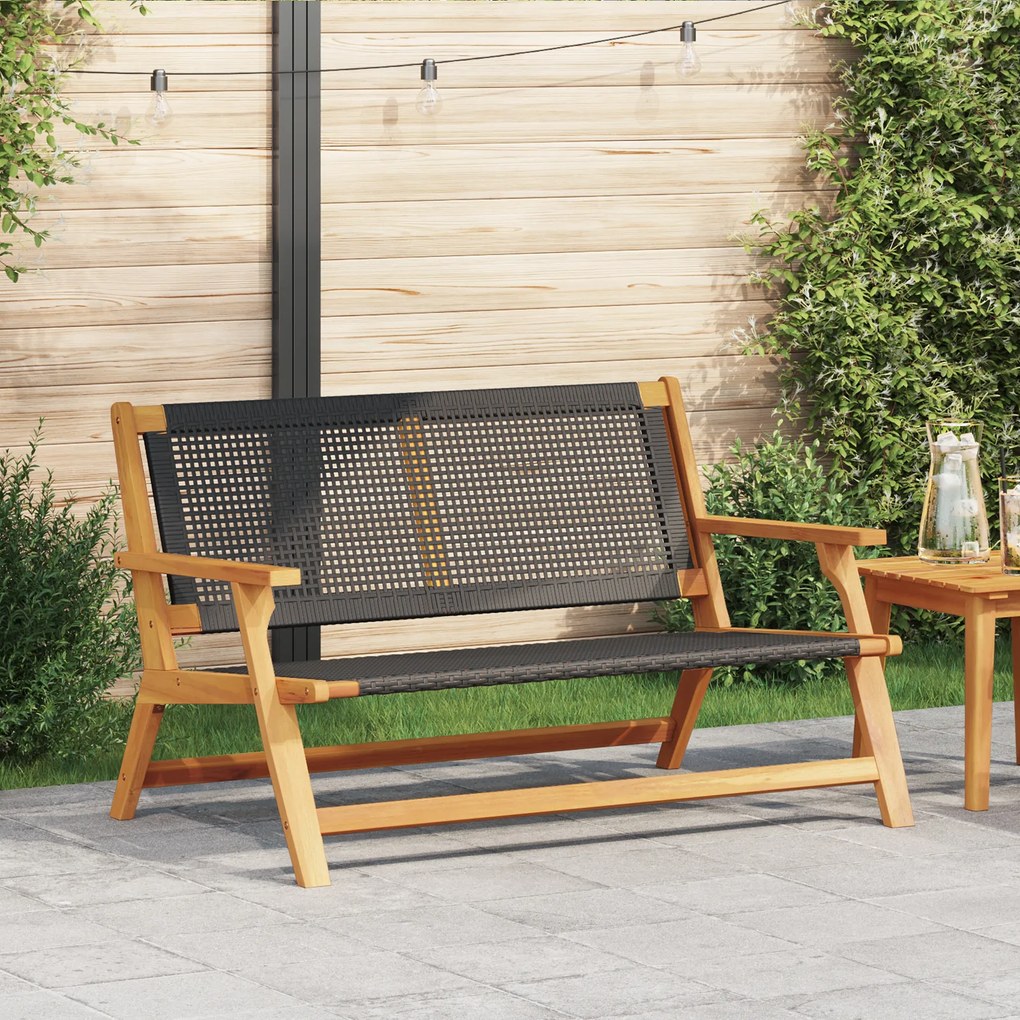 vidaXL Banco de Jardim Preto 122x76x73,5 cm Madeira Sólida de Acácia