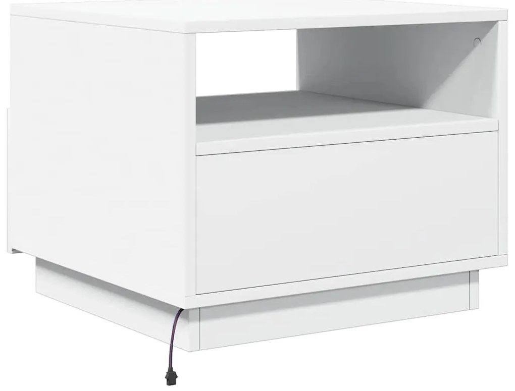Mesa de centro com luzes LED 50x49x40 cm branco