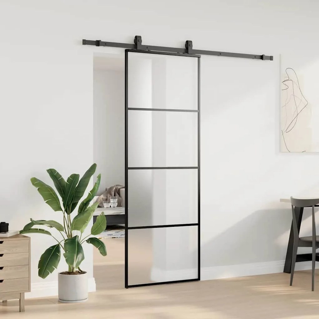 Porta deslizante c/ conj. ferragens 76x205cm vidro ESG preto