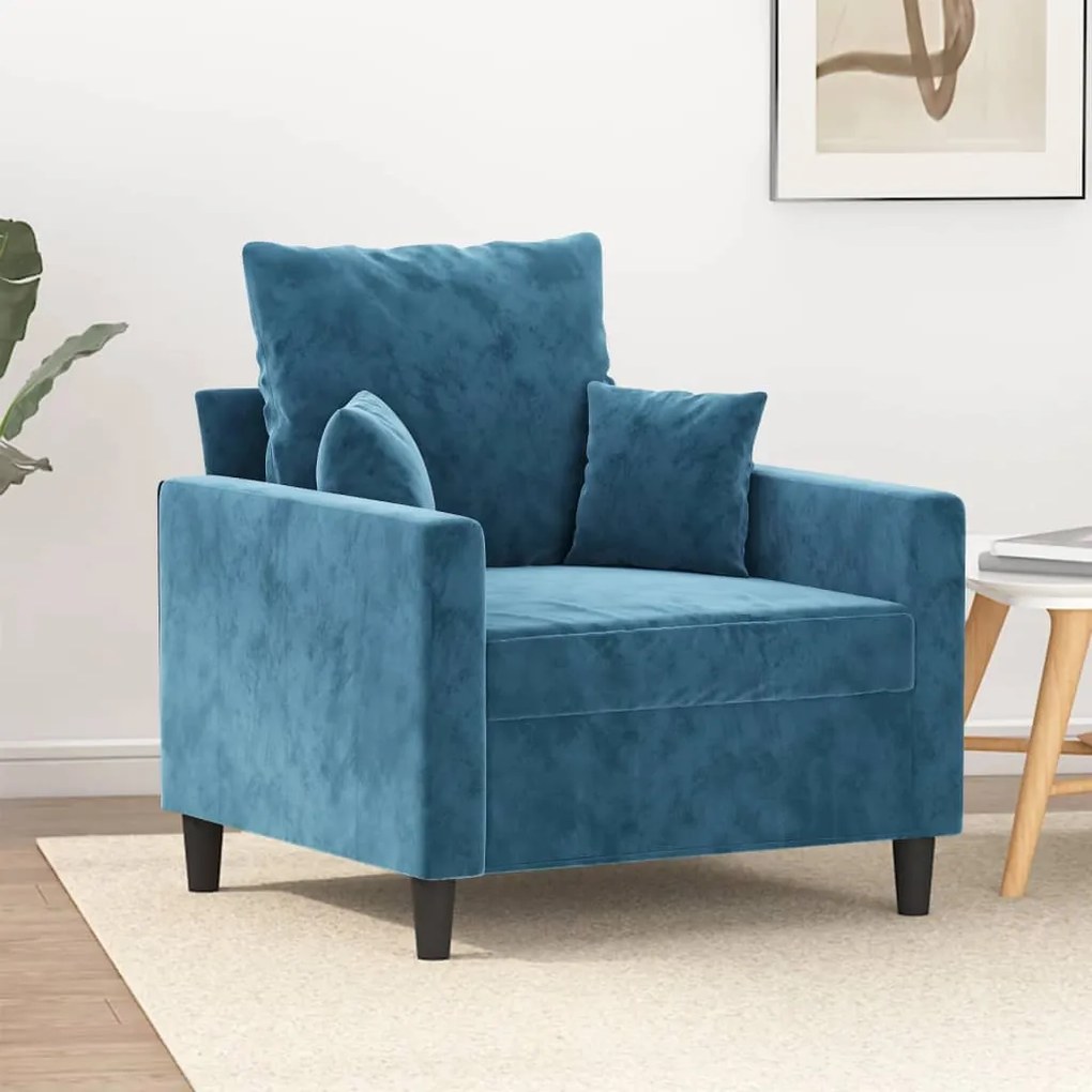 Poltrona 60 cm veludo azul