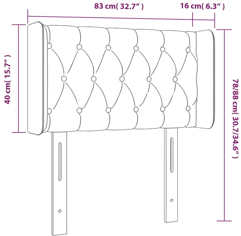 Cabeceira de cama c/ luzes LED veludo 83x16x78/88 cm preto