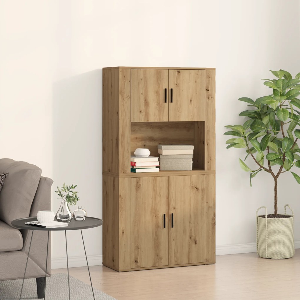 vidaXL Highboard Carvalho Artisan 80x33x150 cm Madeira Técnica