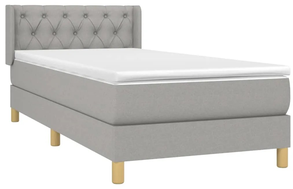 Cama com molas/colchão 80x200 cm tecido cinza-claro