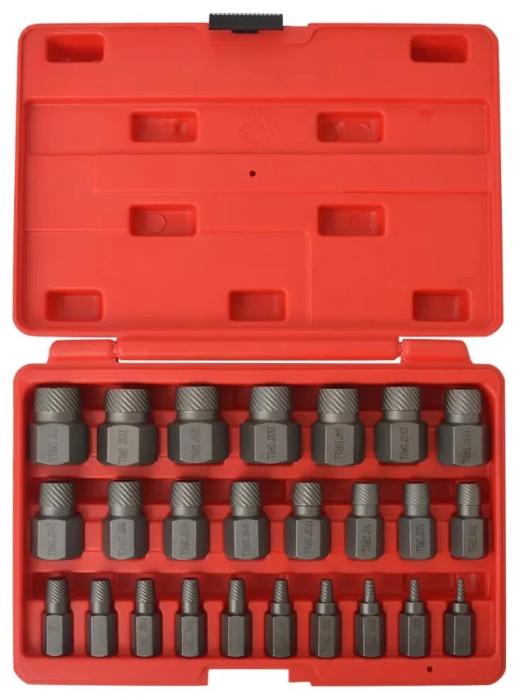 25 pcs conjunto de extratores de parafusos multi ranhuras aço