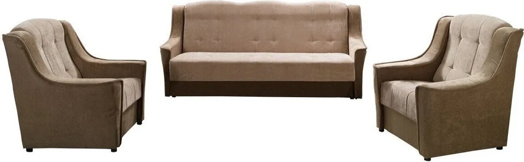 Conjunto de mobiliário com estofo Providence 110, Cama com arrumação, Tecido, Pernas: Plástico, Madeira