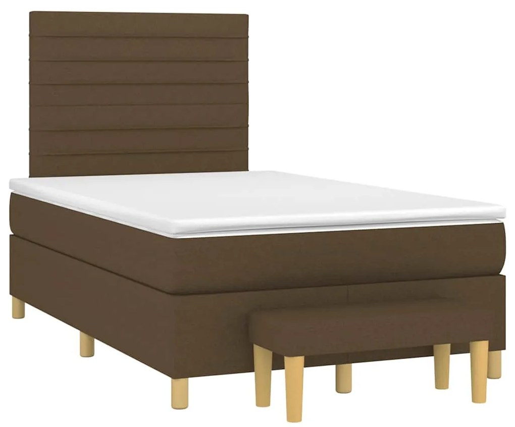 Cama boxspring com colchão 120x190 cm tecido castanho-escuro