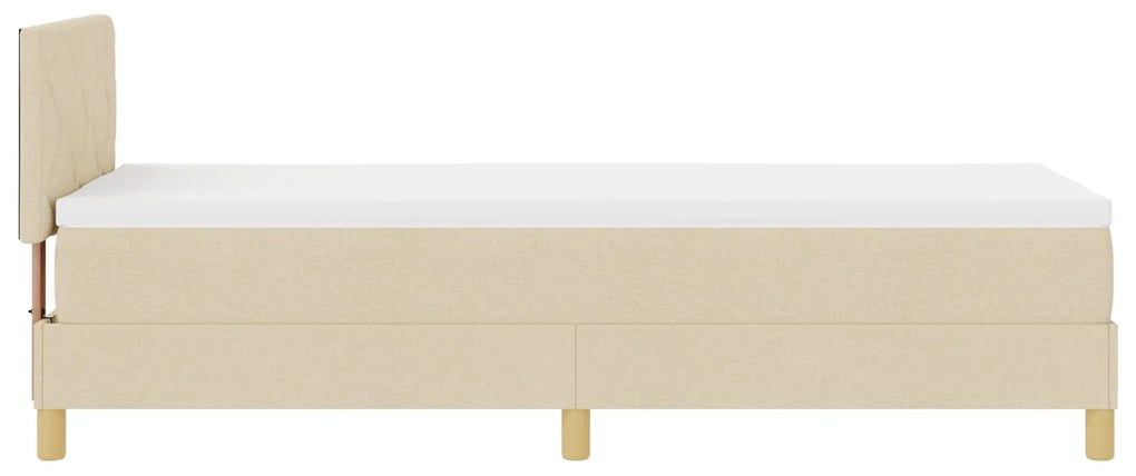 Cama Box Spring com Colchão &amp; LED Creme 80x200 cm Tecido