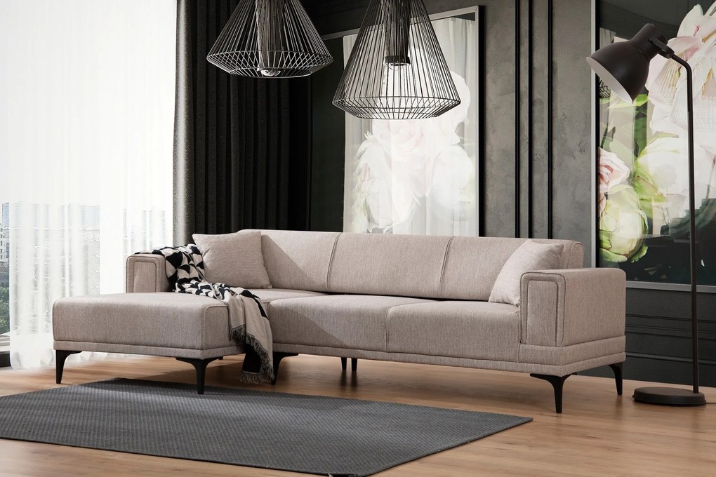 Sofá-Cama de Canto Horizon – Castanho Claro – 140x250 cm