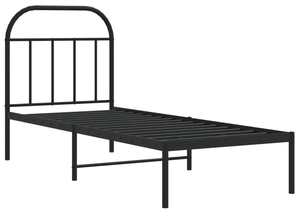 Estrutura de cama metal s/ colchão c/ cabeceira 75x190 cm preto