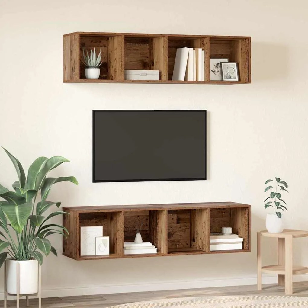 Conjunto de móvel de TV 2 pcs Madeira antiga 37 x 37 x 142.5 cm