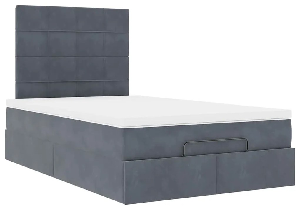 Estrutura de cama otomana com colchões cinza escuro veludo