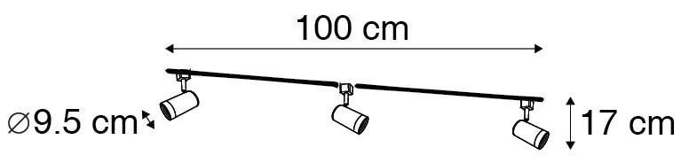 Sistema de calhas moderno monofásico com 3 focos brancos - Jeana