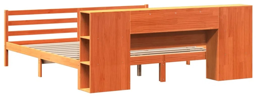 Cama com estante sem colchão 200x200 cm pinho maciço