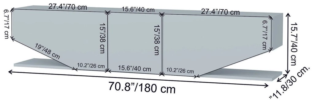 Móvel TV Inci – Preto – 180 x 30 x 45 cm