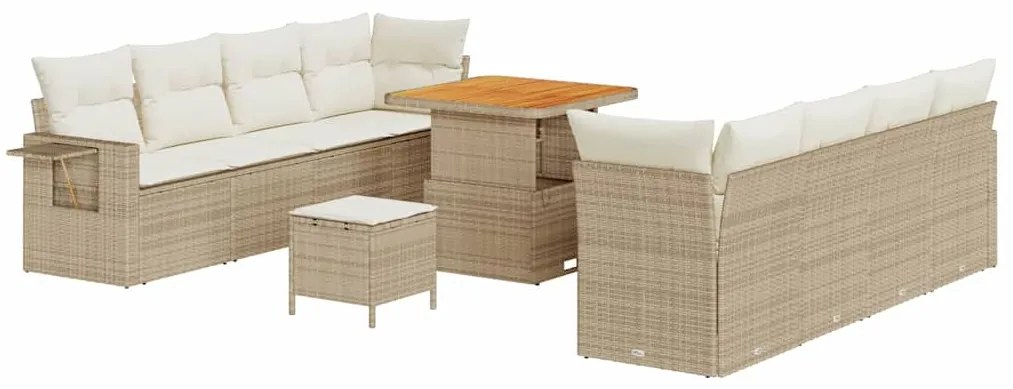 Conjunto de Sofás de Jardim vidaXL 11 Peças com Almofadas Bege Polyrat