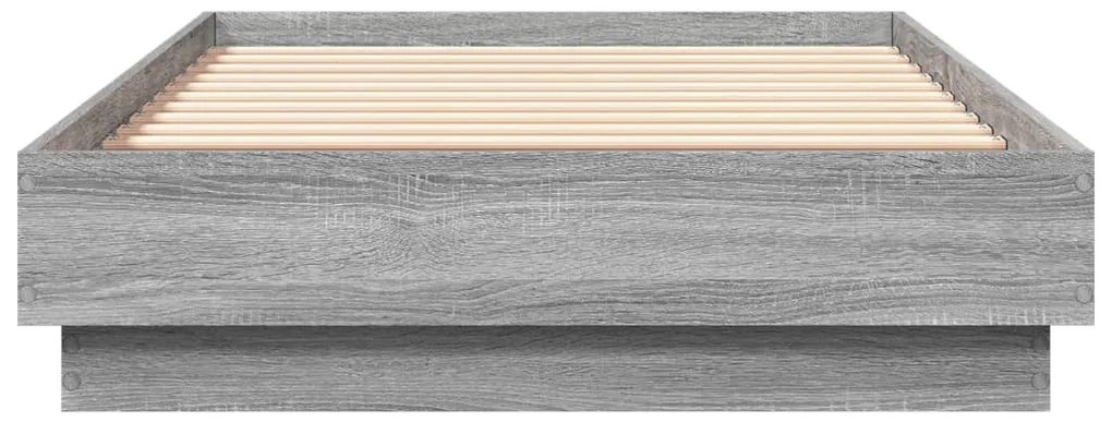 Estrutura de cama com luzes LED 75x190 cm cinzento sonoma