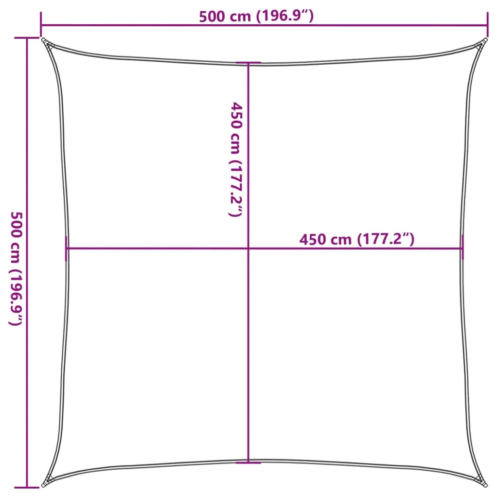 Para-sol estilo vela 160 g/m² 5x5 m PEAD vermelho