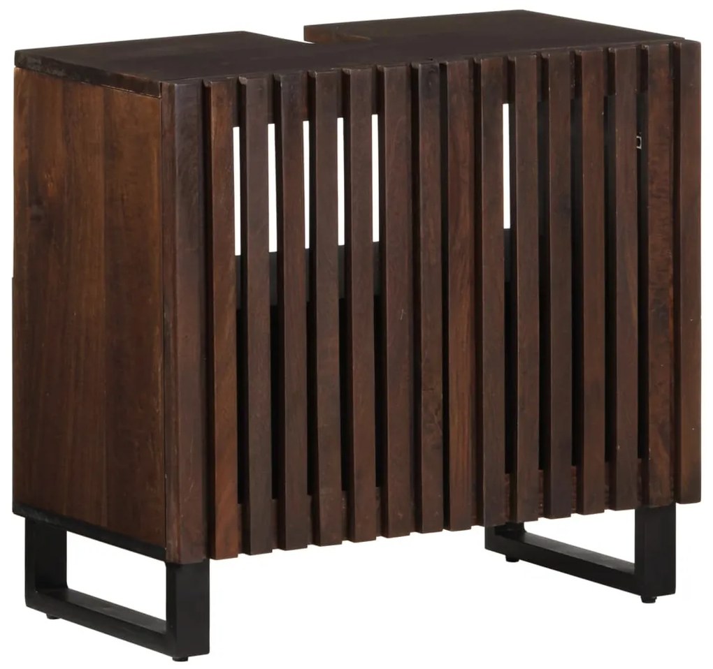 vidaXL Armário de lavatório 62x34x58 cm mangueira maciça castanho