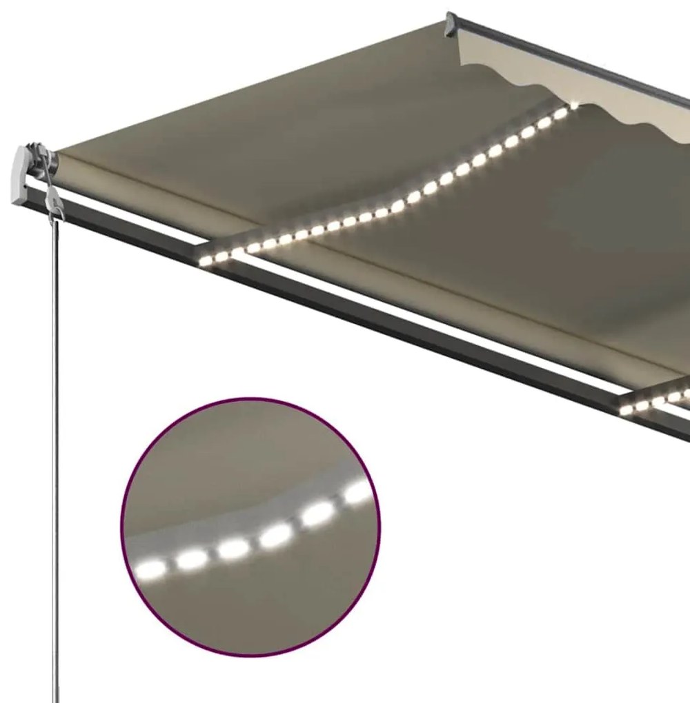 Toldo retrátil manual com LED 350x250 cm cor creme