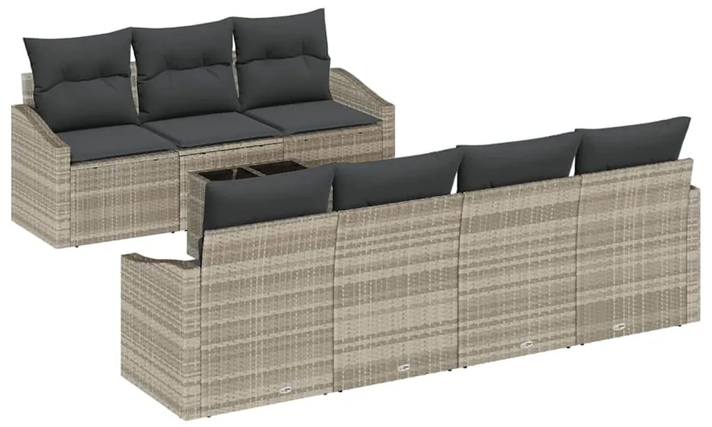 Conjunto de Jantar de Jardim com 8 Peças e Almofadas Cinza Claro de Ra
