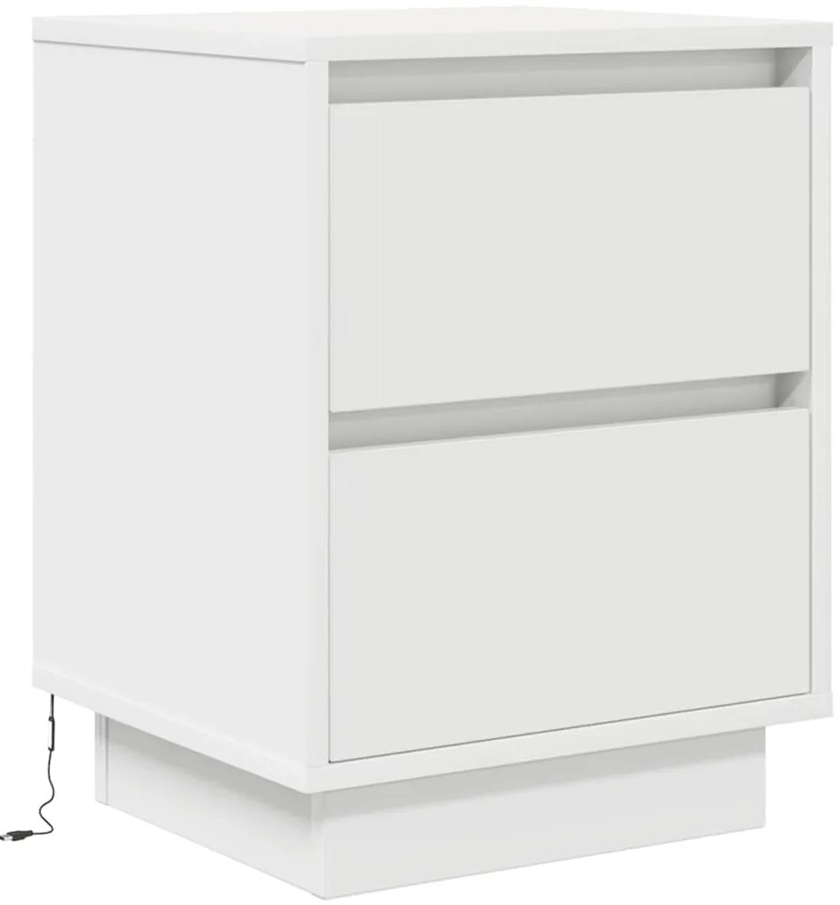 Mesas cabeceira c/ luzes LED 2 pcs 38x34x50 cm branco
