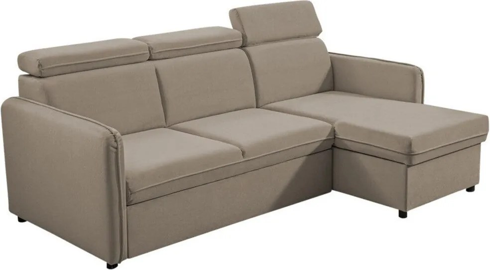 Sofá de canto Temple 127, Cama com arrumação, 220x140x84cm, 109 kg, Pernas: Plástico