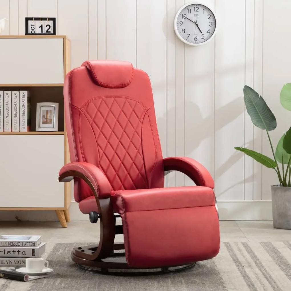 Cadeira de TV reclinável em couro artificial vermelho