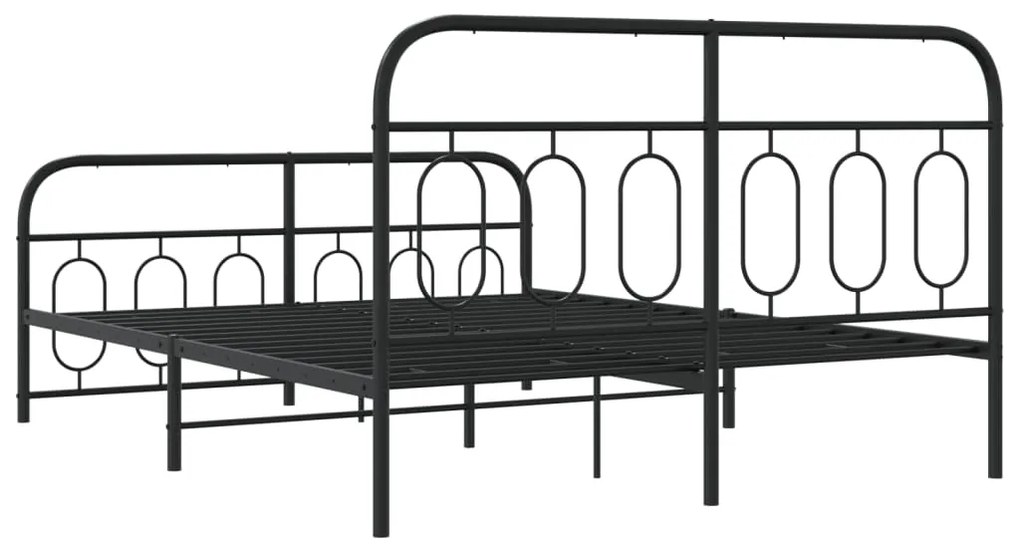 Estrutura de cama com cabeceira e pés 135x190 cm metal preto