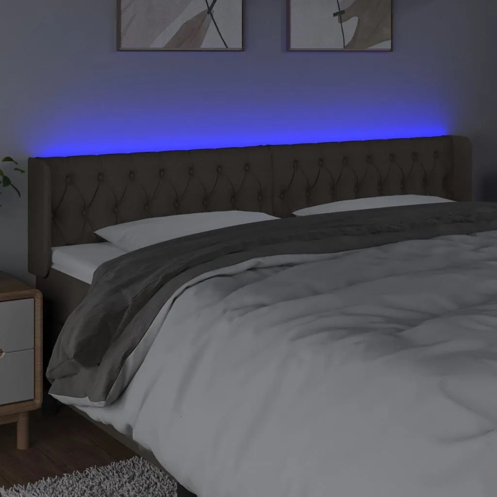 Cabeceira de cama c/ luzes LED 203x16x78/88cm cinza-acastanhado