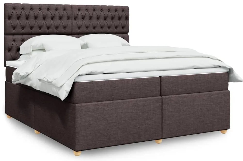 vidaXL Cama com molas/colchão 200x200 cm tecido castanho-escuro